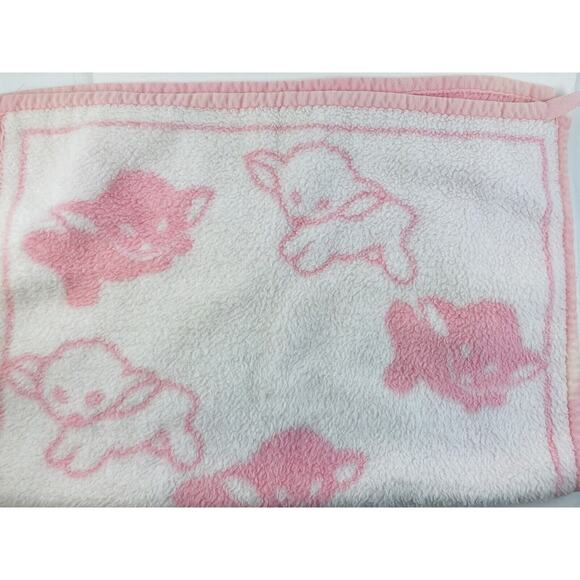 Vintage Dolan Reygers Acrylic Plush Baby Blanket Sheep Pink W. Germany Lovey - Picture 3 of 12